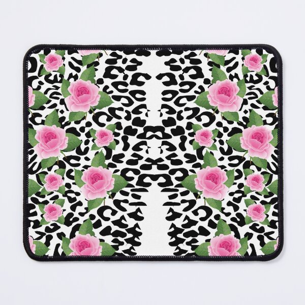 Item preview, WHITE LEOPARD PATTERN AND PINK ROSES  designed and sold by VEDAStyle.