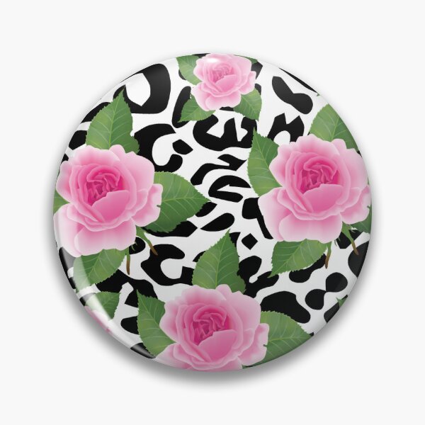 Item preview, WHITE LEOPARD PATTERN AND PINK ROSES  designed and sold by VEDAStyle.