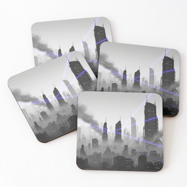 Item preview, Sumi-e Cyberpunk - Neon Metropolis in the Mist designed and sold by SynthArtGallery.
