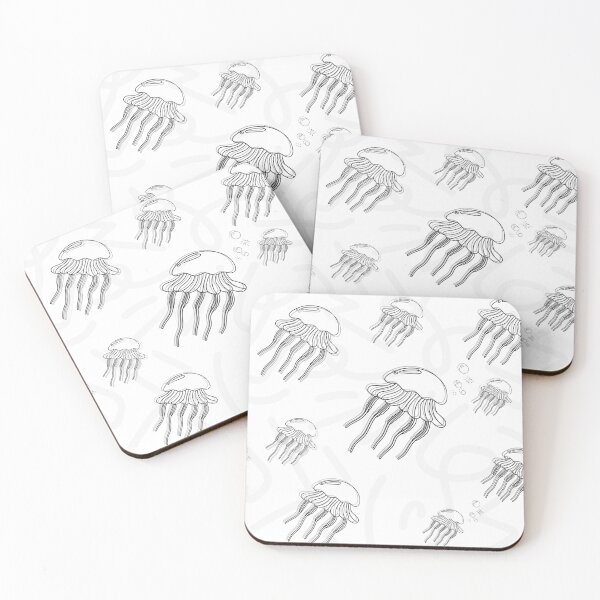 Item preview, Black and white 2D jellyfish designed and sold by MoliShop.