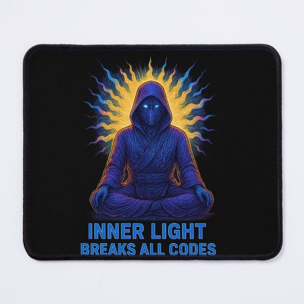 Item preview, Inner Light Breaks All Codes – Cyber Monk Neon Glitch  designed and sold by DevineCouture.