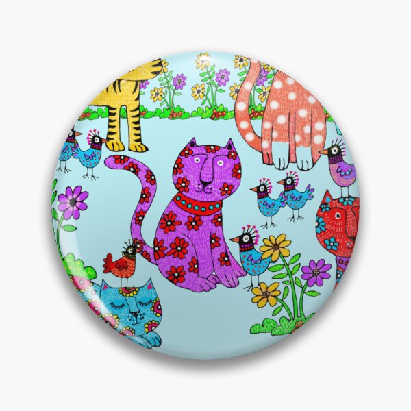 Item preview, Whimsical Cats With Birds and Flowers designed and sold by maplepancakes.