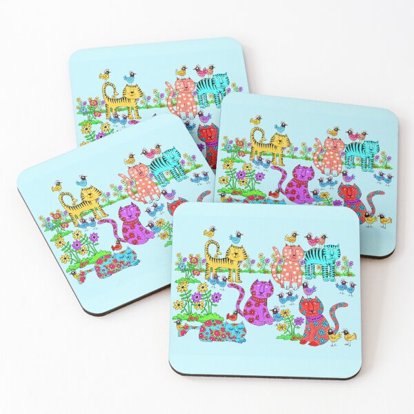 Item preview, Whimsical Cats With Birds and Flowers designed and sold by maplepancakes.