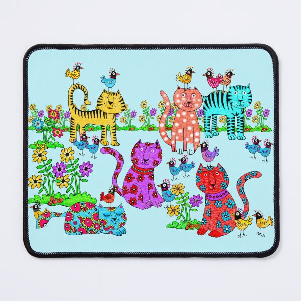 Item preview, Whimsical Cats With Birds and Flowers designed and sold by maplepancakes.