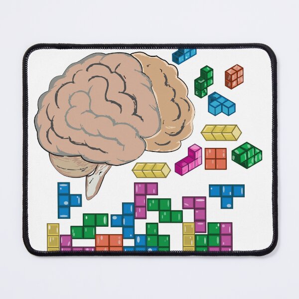 Item preview, 3D Brain and Tetris Puzzle – Retro Gaming Intelligence designed and sold by CheriTanya.