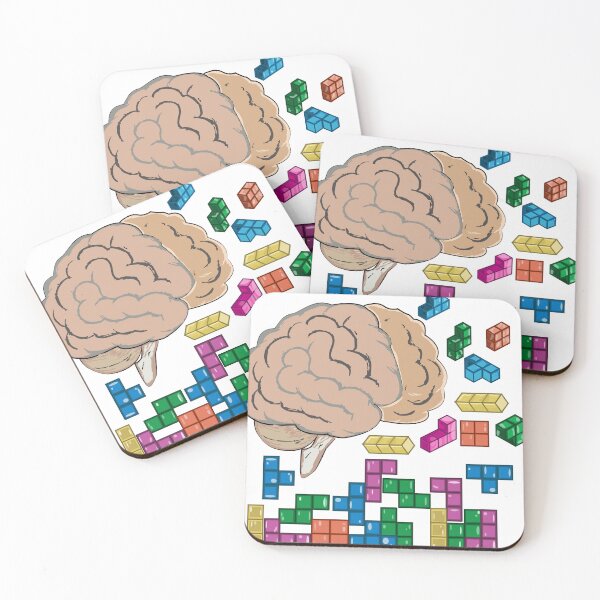 Item preview, 3D Brain and Tetris Puzzle – Retro Gaming Intelligence designed and sold by CheriTanya.