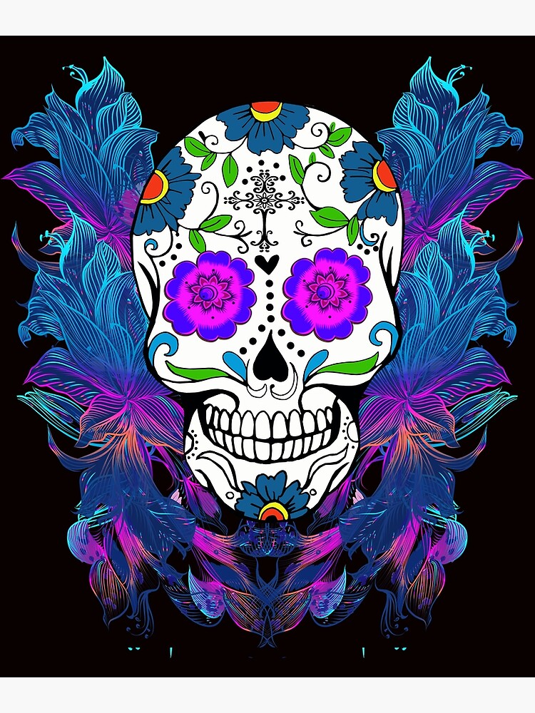 blue and purple skulls