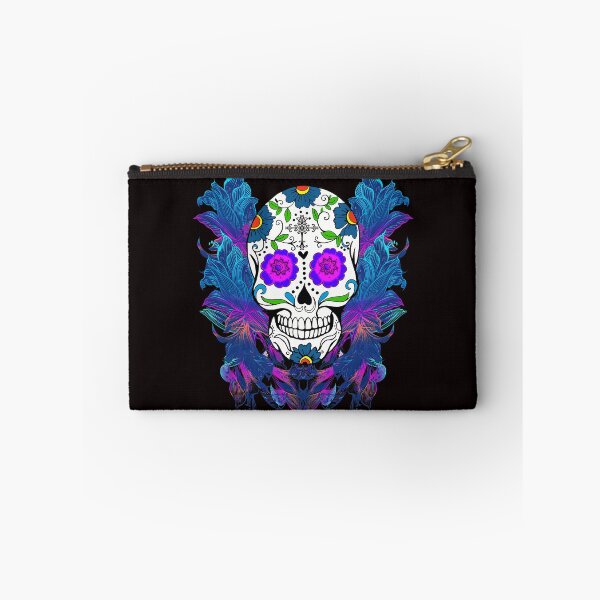 Item preview, Blue Purple Floral Sugar Skull Day Of The Dead designed and sold by Atteestude.