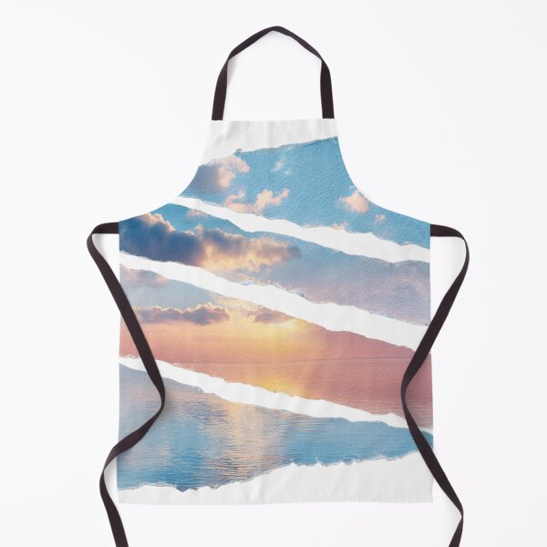 Item preview, Torn Paper Sunset Ocean Collage – Aesthetic Sky Cutout Art designed and sold by ColSora8.