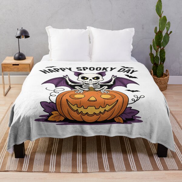 Item preview, Skeleton Bat on Pumpkin - Happy Spooky Day designed and sold by RICHYON.