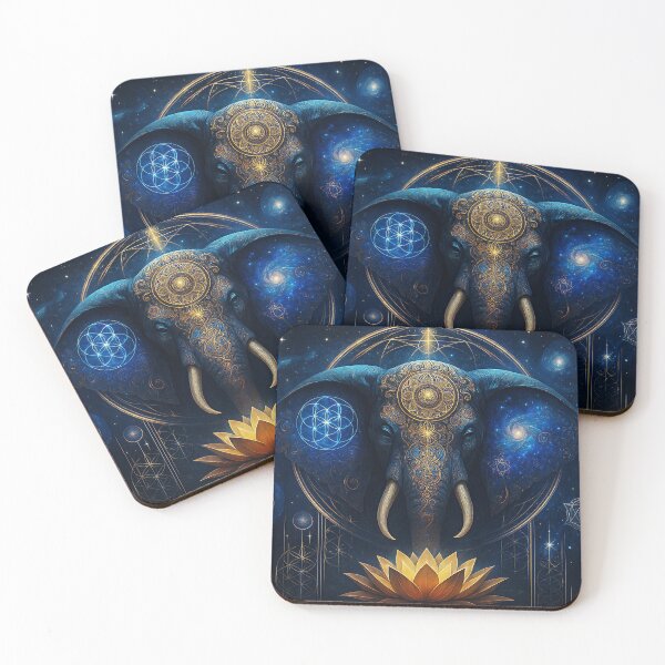 Item preview, Celestial Elephant with Spiritual Cosmic Mandala and Golden Lotus designed and sold by TTM Inspirational.