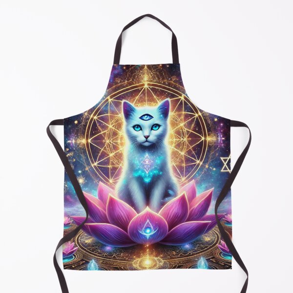 Item preview, Third Eye Cosmic Cat on Lotus – Spiritual Galaxy Geometry Art designed and sold by TTM Inspirational.