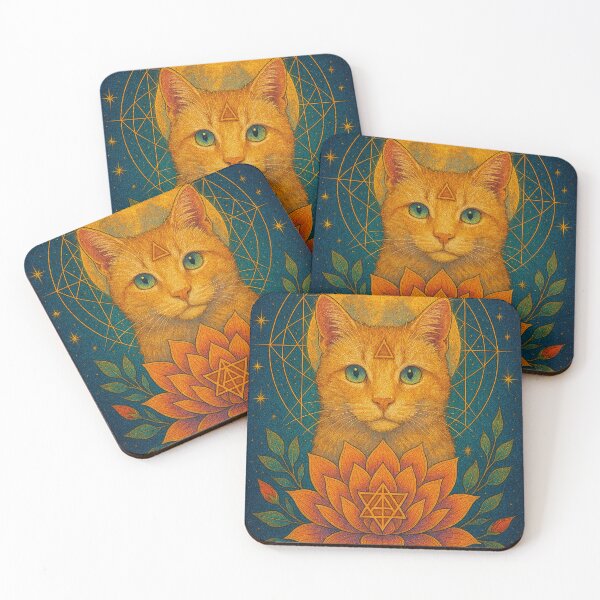 Item preview, Mystical Orange Cat with Sacred Geometry and Lotus Flower designed and sold by TTM Inspirational.