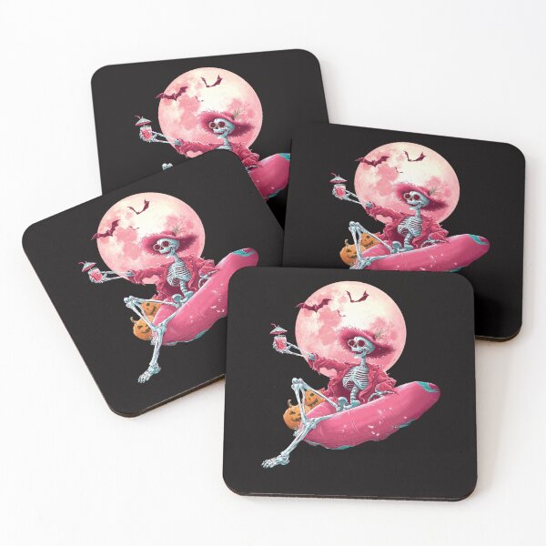 Item preview, Sassy Skeleton Halloween Floaty Drink Pink Moon Party Shirt designed and sold by DigitalArtByNow.