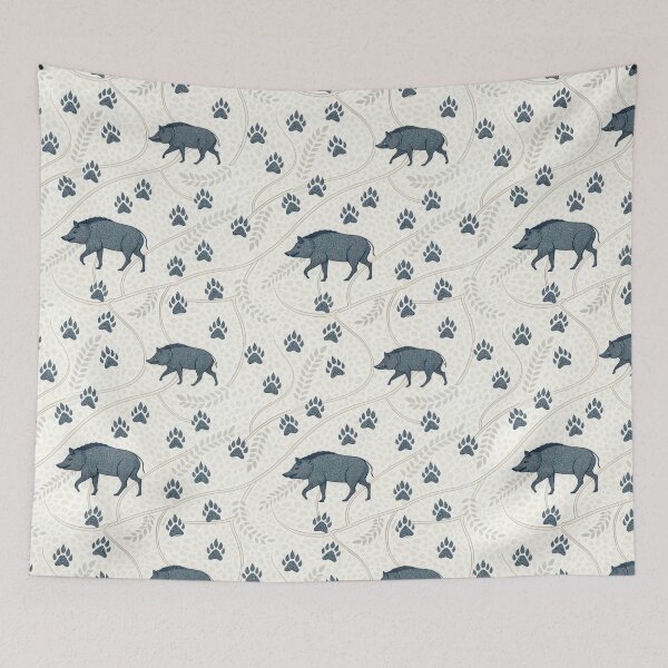 Item preview, Forest Trail Seamless Pattern with Wild Boars and Animal Tracks. designed and sold by RGShirtWorks.