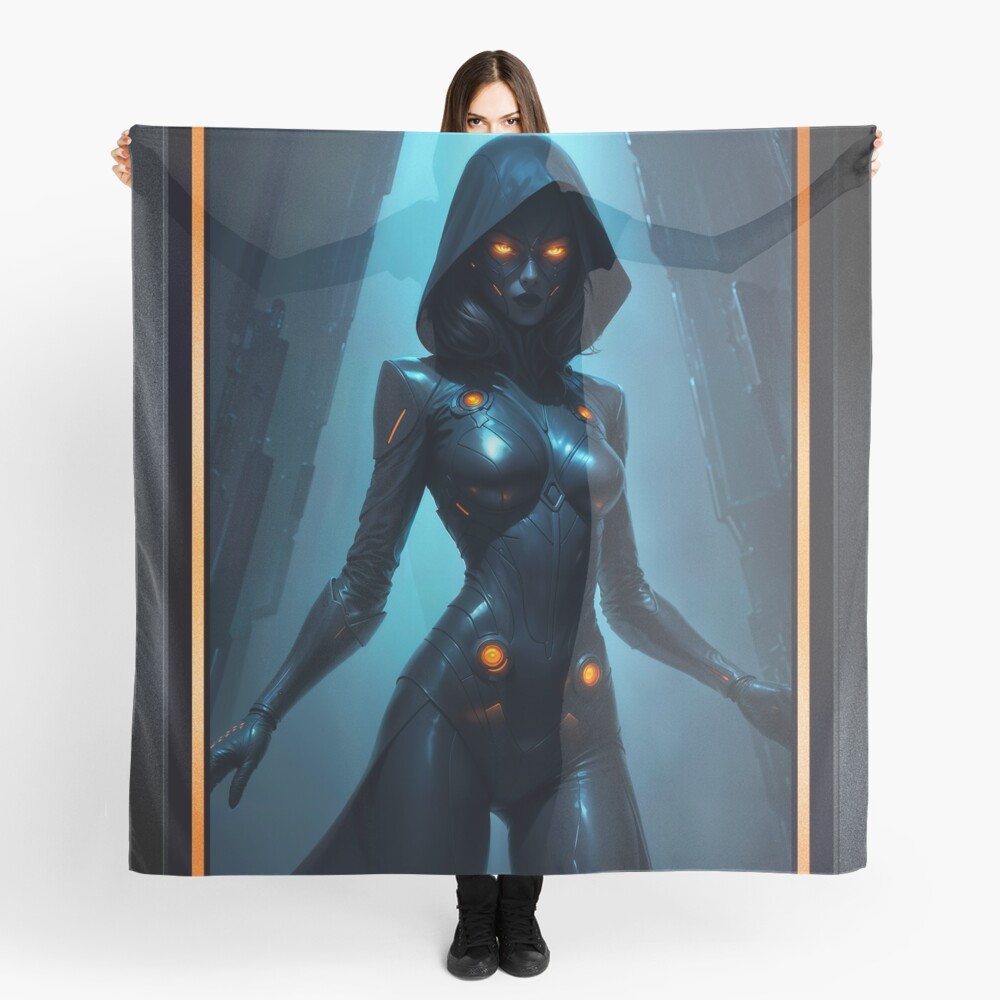 Zephyrine Knight Mysterious Journey Aboard The Obsidian Shadow Striking AI Concept Art by Xzendor7 Decorative Art Print Ladies Scarf