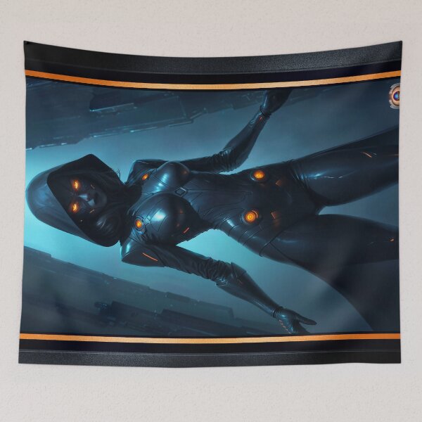Item preview, Zephyrine Knight Mysterious Journey Aboard The Obsidian Shadow Striking AI Concept Art by Xzendor7 designed and sold by Xzendor7 Digital Art Creations.