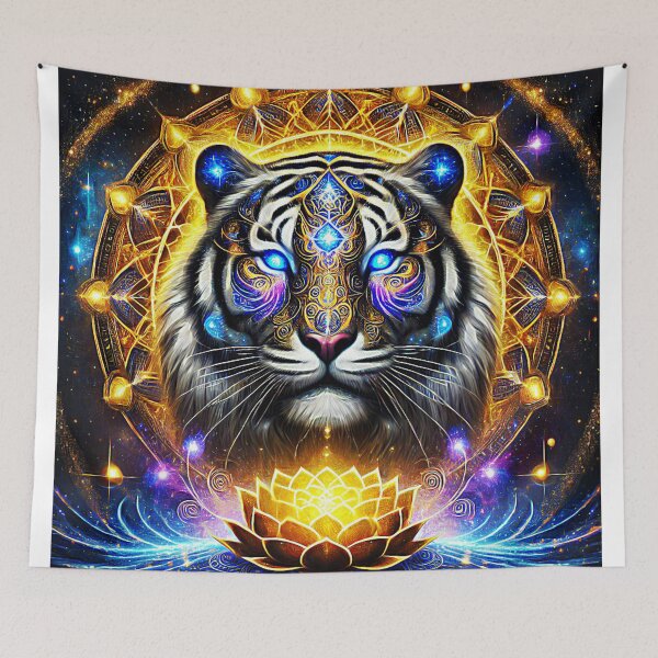 Item preview, Mystical Tiger with Sacred Lotus and Cosmic Energy Mandala designed and sold by TTM Inspirational.