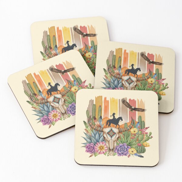 Item preview, Desert cactus, Native Americans, cow Skull and succulents plant, texan catus and flowers designed and sold by Collagedream.
