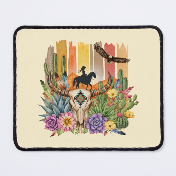 Item preview, Desert cactus, Native Americans, cow Skull and succulents plant, texan catus and flowers designed and sold by Collagedream.