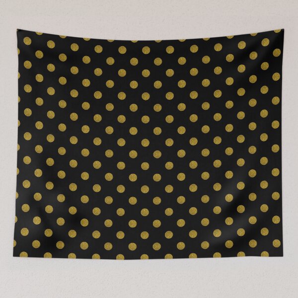 Item preview, Gold Glitter Polka Dots on Black Background designed and sold by christeablue.