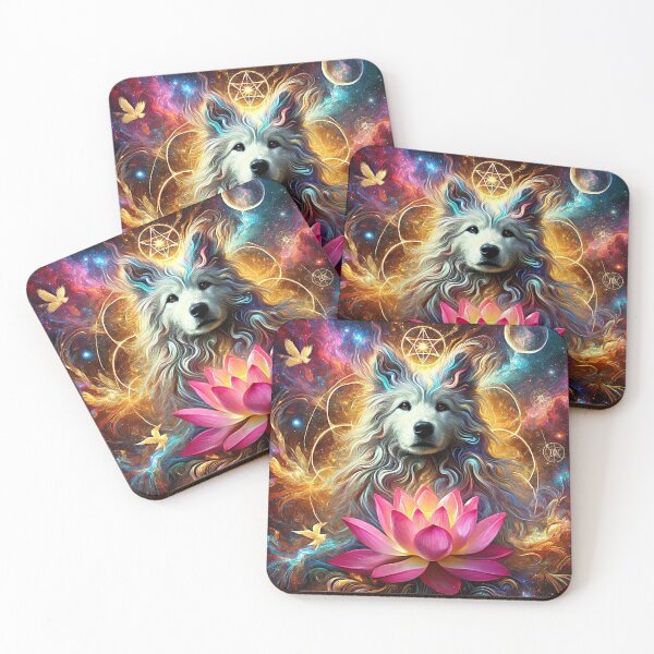 Item preview, Mystical Celestial Dog with Sacred Lotus – Spiritual Cosmic Art designed and sold by TTM Inspirational.