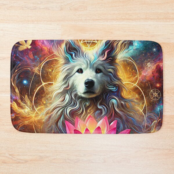 Item preview, Mystical Celestial Dog with Sacred Lotus – Spiritual Cosmic Art designed and sold by TTM Inspirational.