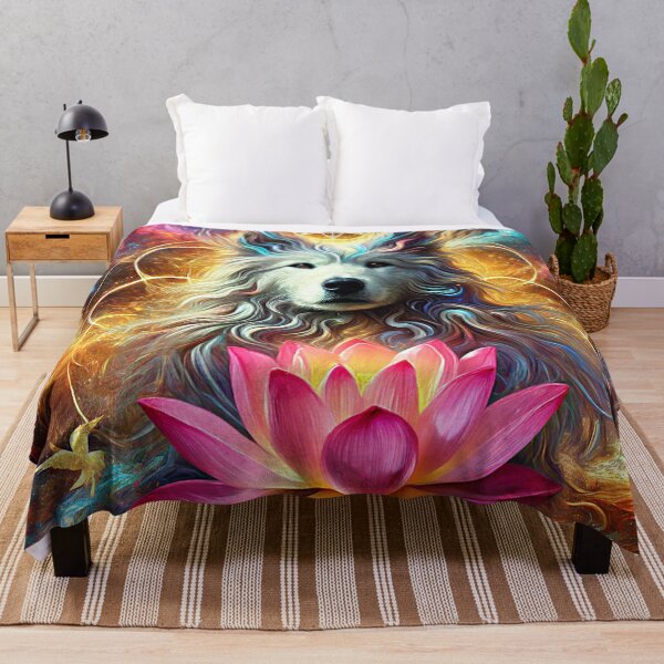 Item preview, Mystical Celestial Dog with Sacred Lotus – Spiritual Cosmic Art designed and sold by TTM Inspirational.