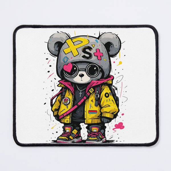 Item preview, Street Art Bear in Yellow Jacket with Headphones designed and sold by Cypher-Shop.
