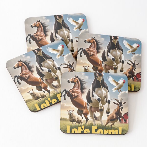Item preview,  Let's farm dynamic farm animals poster designed and sold by Vintage Designs +.