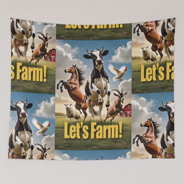 Item preview,  Let's farm dynamic farm animals poster designed and sold by Vintage Designs +.
