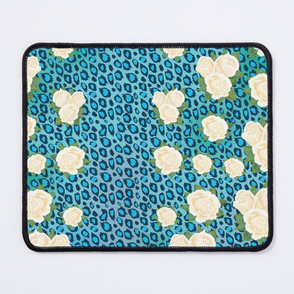 Item preview, UNIQUE ABSTRACT ART REFLECTING THROUGH TURQUOISE LEOPARD PATTERN  AND WHITE ROSES designed and sold by VEDAStyle.