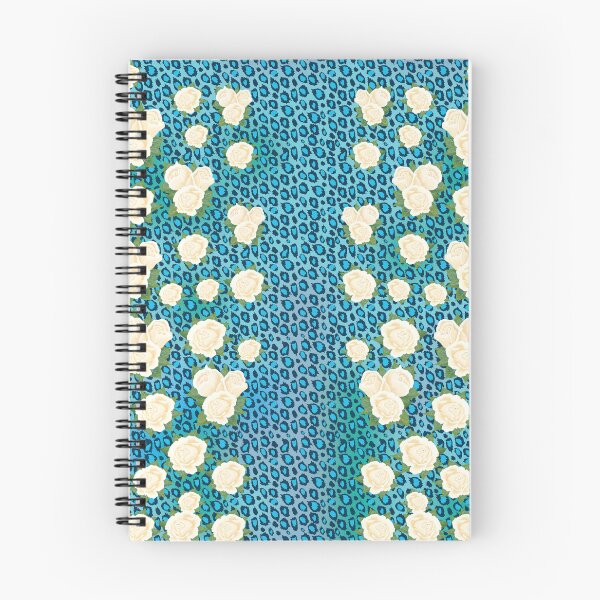 Aperçu de l'œuvre ŒUVRE D'ART ABSTRAITE UNIQUE SE REFLÉTANT À TRAVERS UN MOTIF LÉOPARD TURQUOISE ET DES ROSES BLANCHES créée et vendue par VEDAStyle.