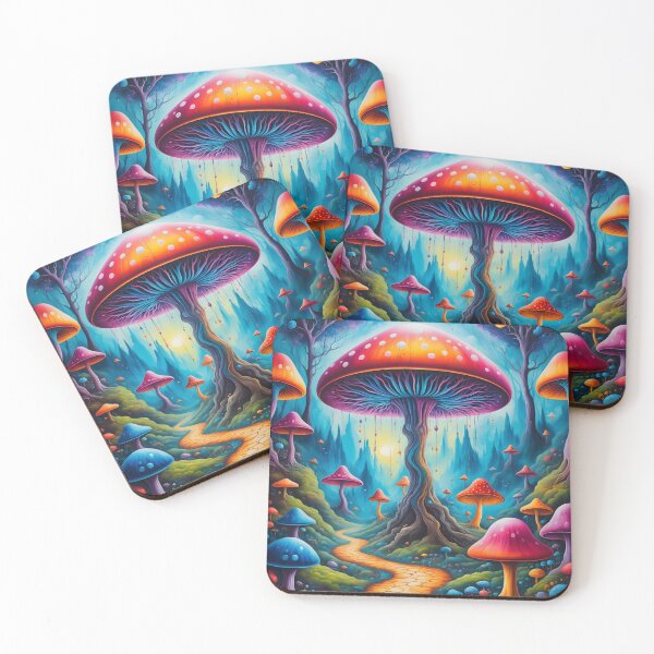 Item preview, Enchanted Stream – Pink and Orange Mushroom Grove designed and sold by BrushRushX.