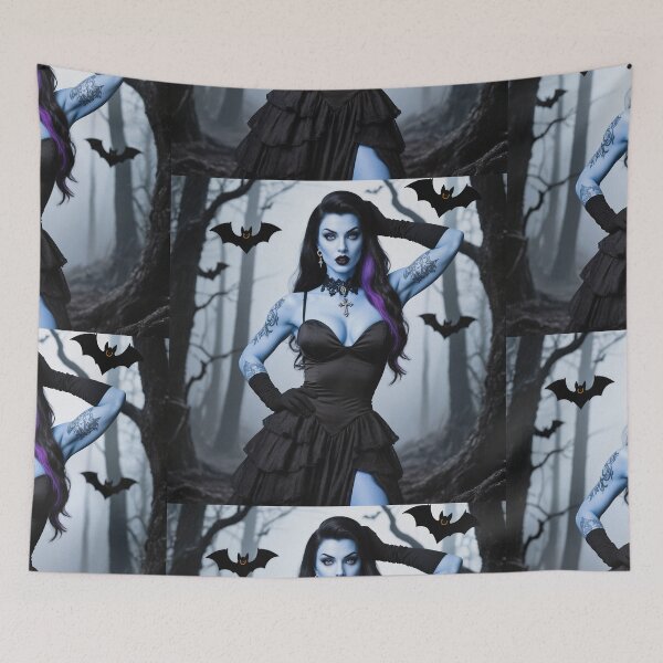 Item preview, Gothic woman posing in black dress designed and sold by Vintage Designs +.