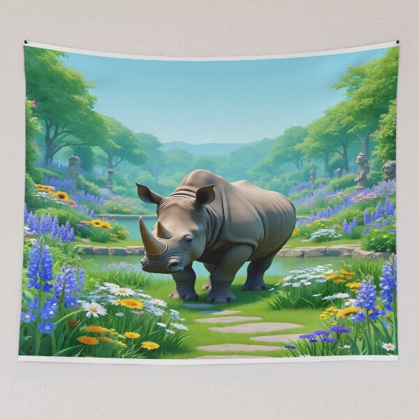Item preview, Cool Blue Garden Collection with Adorable Rhinoceros designed and sold by Dailywalker22.
