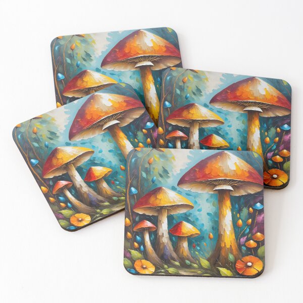 Item preview, Vibrant Forest Mushrooms on a Leafy Path designed and sold by BrushRushX.