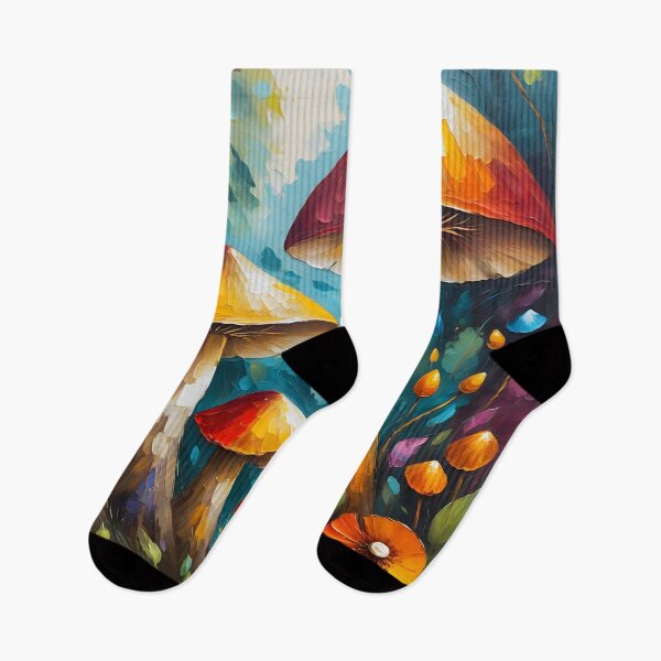 Item preview, Vibrant Forest Mushrooms on a Leafy Path designed and sold by BrushRushX.