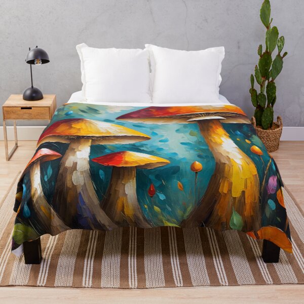 Item preview, Vibrant Forest Mushrooms on a Leafy Path designed and sold by BrushRushX.