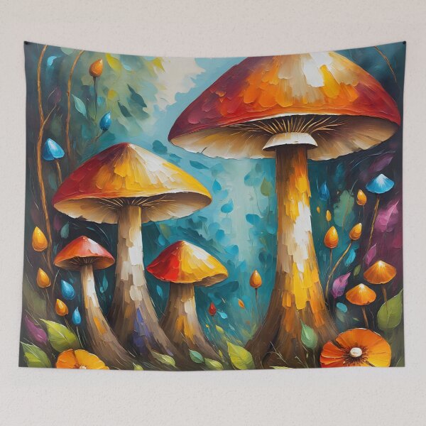Item preview, Vibrant Forest Mushrooms on a Leafy Path designed and sold by BrushRushX.