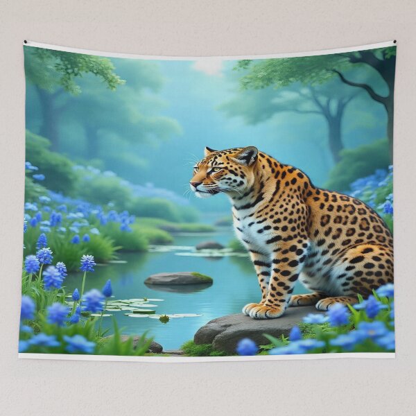 Item preview, Cool Blue Garden Collection with Adorable Leopard  designed and sold by Dailywalker22.