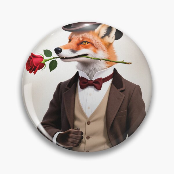 Item preview, Dapper fox gentleman with a rose designed and sold by Vintage Designs +.