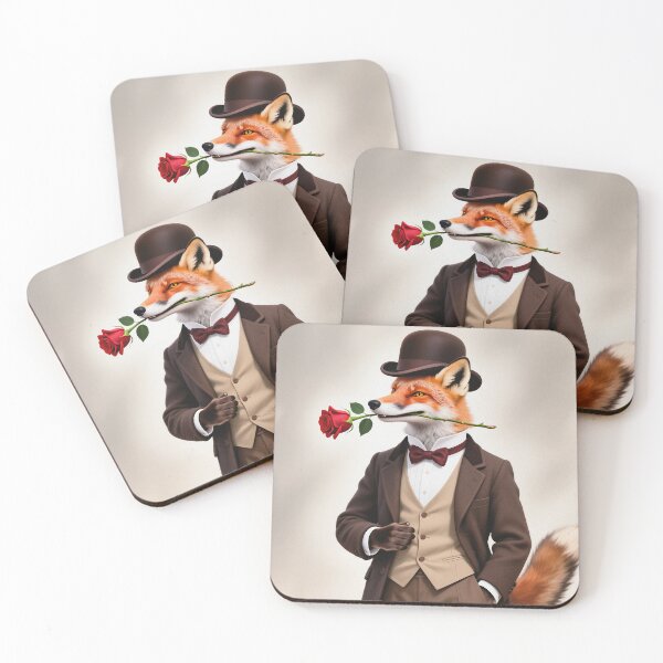 Item preview, Dapper fox gentleman with a rose designed and sold by Vintage Designs +.