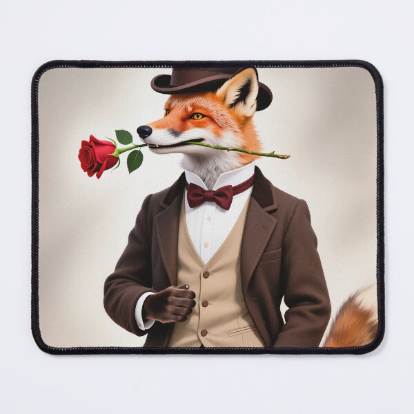 Item preview, Dapper fox gentleman with a rose designed and sold by Vintage Designs +.