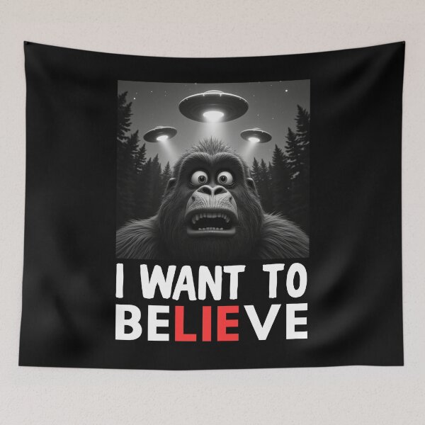 Item preview, Funny Bigfoot UFO Selfie I Want To Believe designed and sold by MALIKABO.