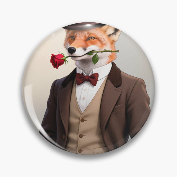 Item preview, Dapper fox gentleman with a rose designed and sold by Vintage Designs +.