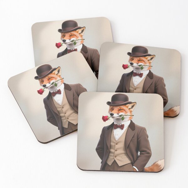 Item preview, Dapper fox gentleman with a rose designed and sold by Vintage Designs +.