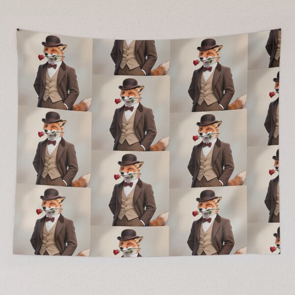 Item preview, Dapper fox gentleman with a rose designed and sold by Vintage Designs +.