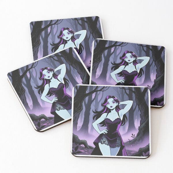 Item preview, Anime Gothic woman posing in black dress designed and sold by Vintage Designs +.