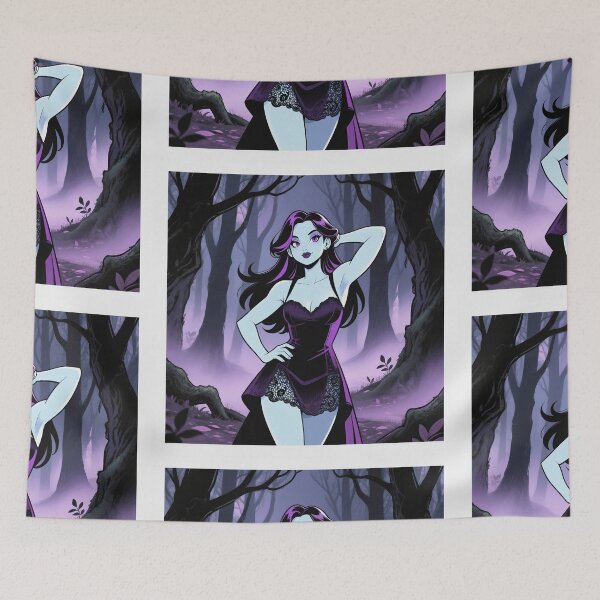 Item preview, Anime Gothic woman posing in black dress designed and sold by Vintage Designs +.